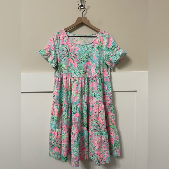 Lilly Pulitzer Tropical Beach Vacation Relaxed Flutter Ruffle Dress Size Medium - Picture 4 of 9
